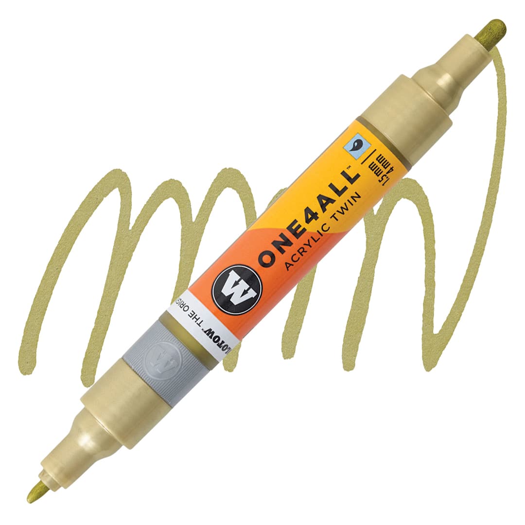 Open in modal - Molotow One4All Acrylic Twin Marker - Gold marker and swatch