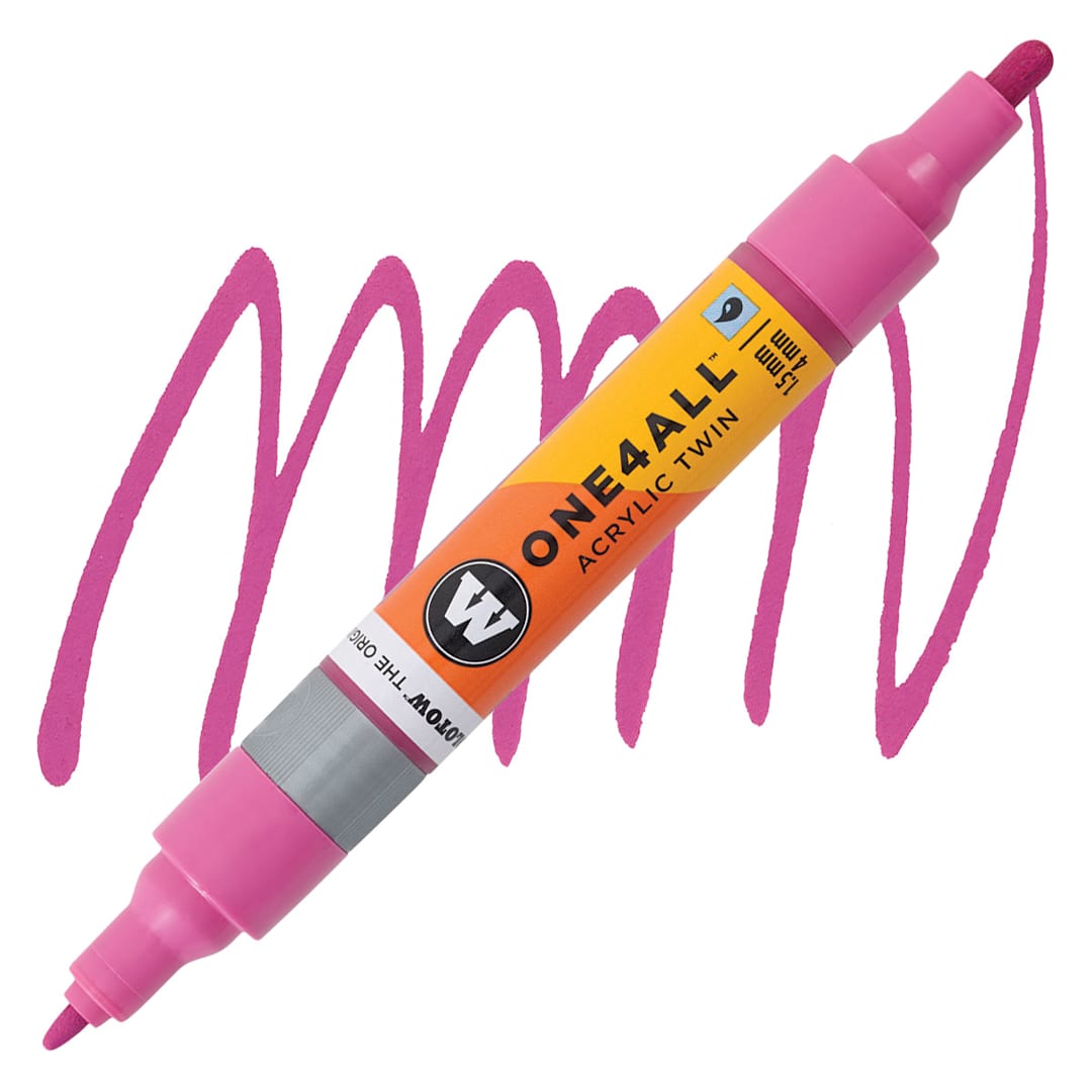 Open in modal - Molotow One4All Acrylic Twin Marker - Magenta marker and swatch