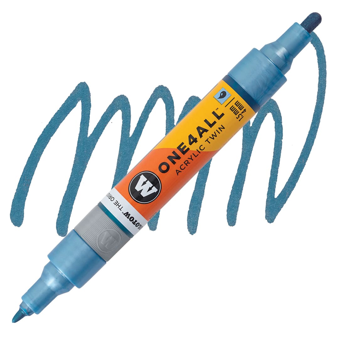 Open in modal - Molotow One4All Acrylic Twin Marker - Metallic Blue marker and swatch