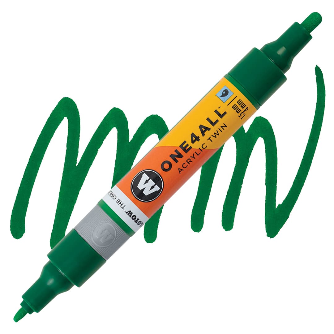 Open in modal - Molotow One4All Acrylic Twin Marker - Mister Green marker and swatch