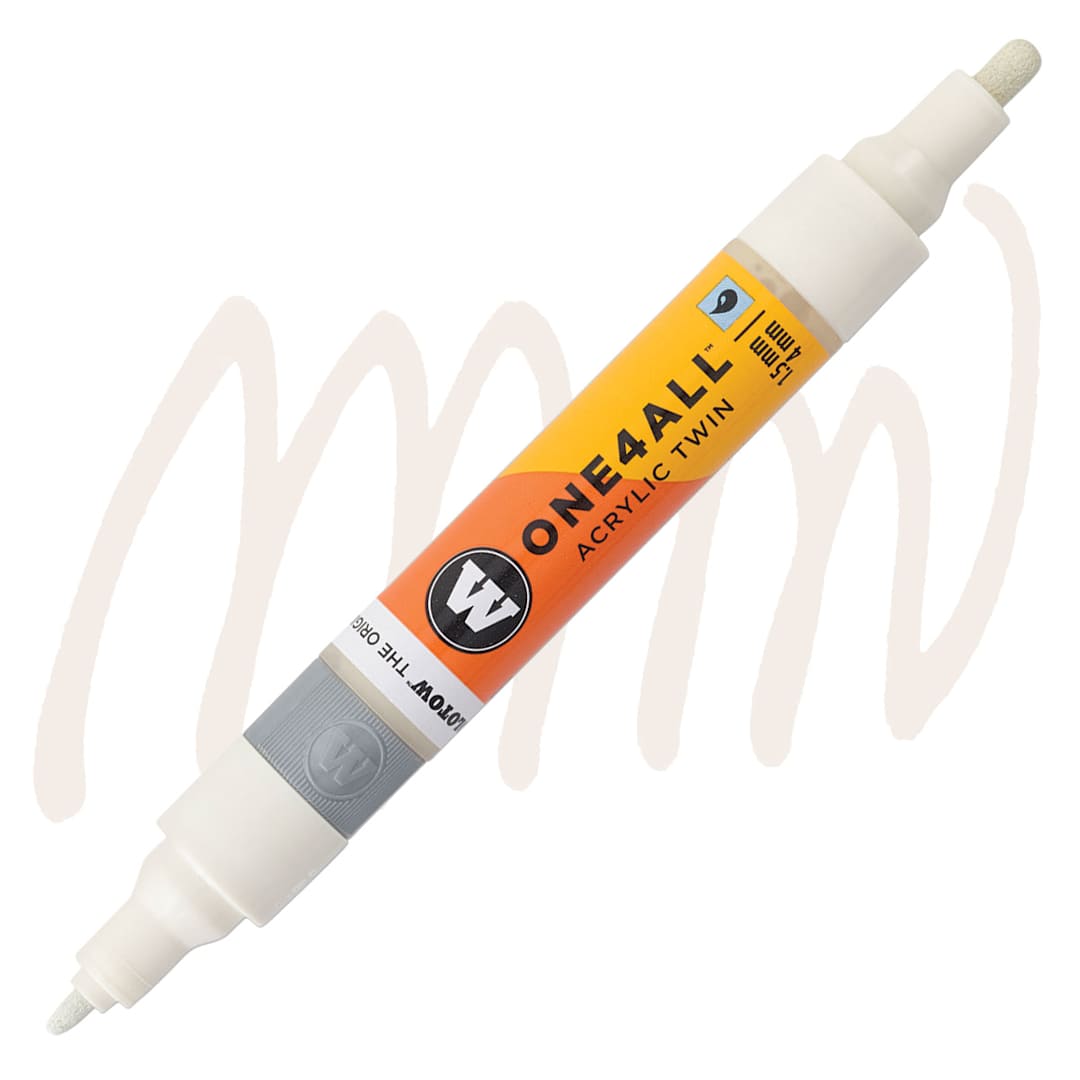 Open in modal - Molotow One4All Acrylic Twin Marker - Nature White marker and swatch