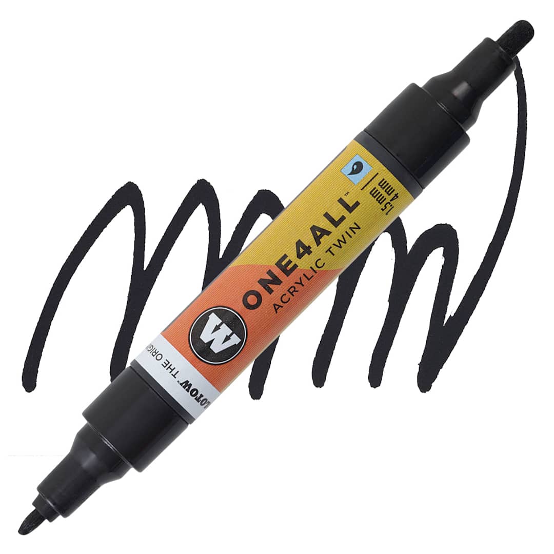 Open in modal - Molotow One4All Acrylic Twin Marker - Signal Black marker and swatch