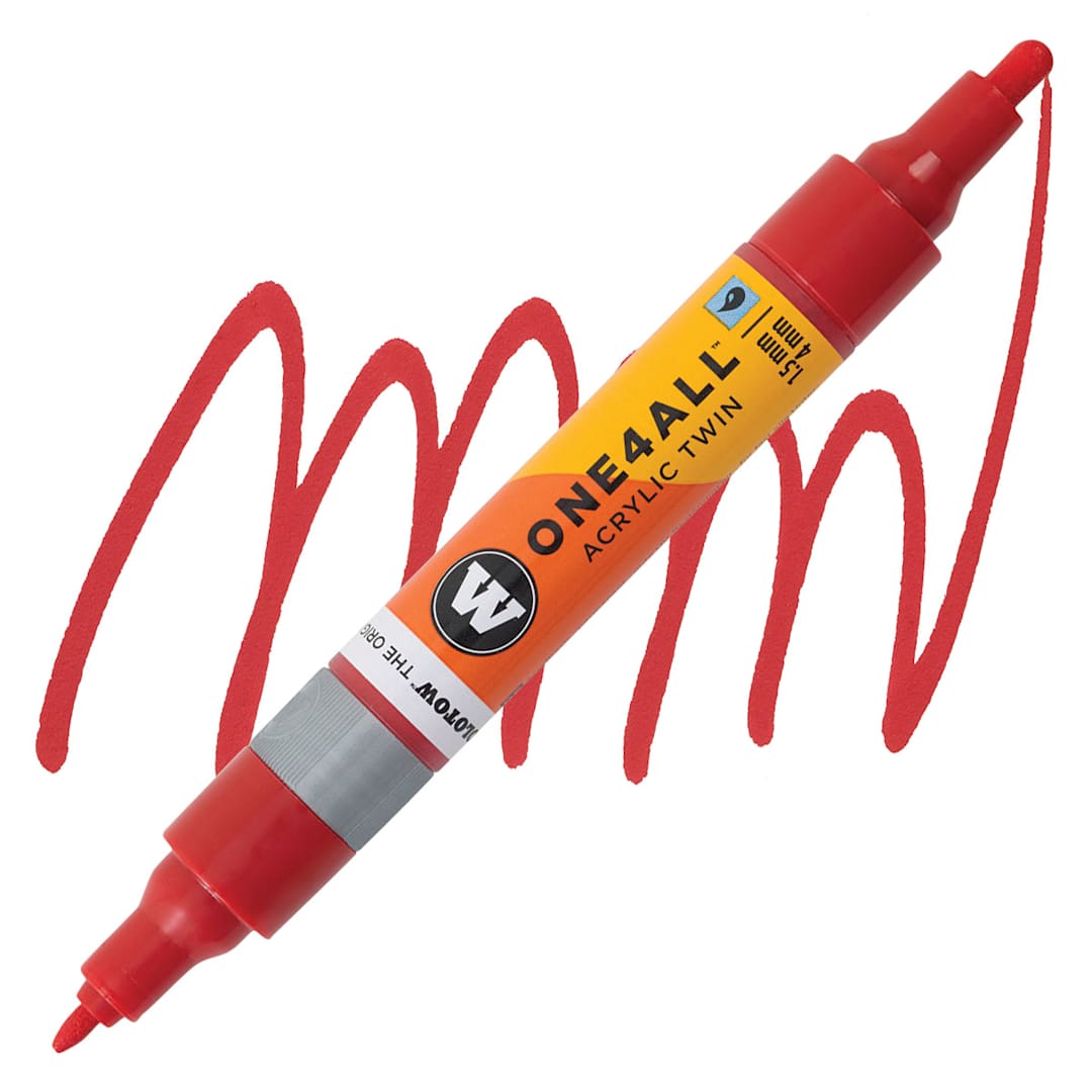 Open in modal - Molotow One4All Acrylic Twin Marker - Traffic Red marker and swatch