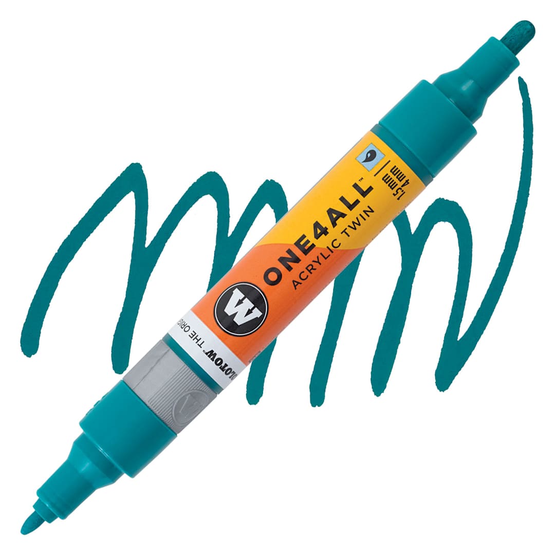 Open in modal - Molotow One4All Acrylic Twin Marker - Turquoise marker and swatch