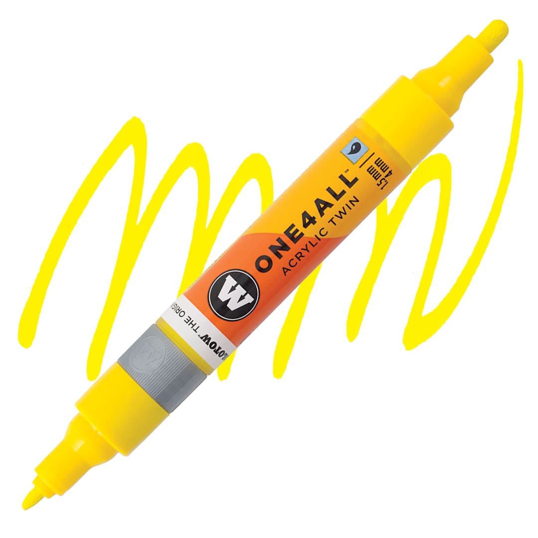 Open in modal - Molotow One4All Acrylic Twin Marker - Zinc Yellow marker and swatch