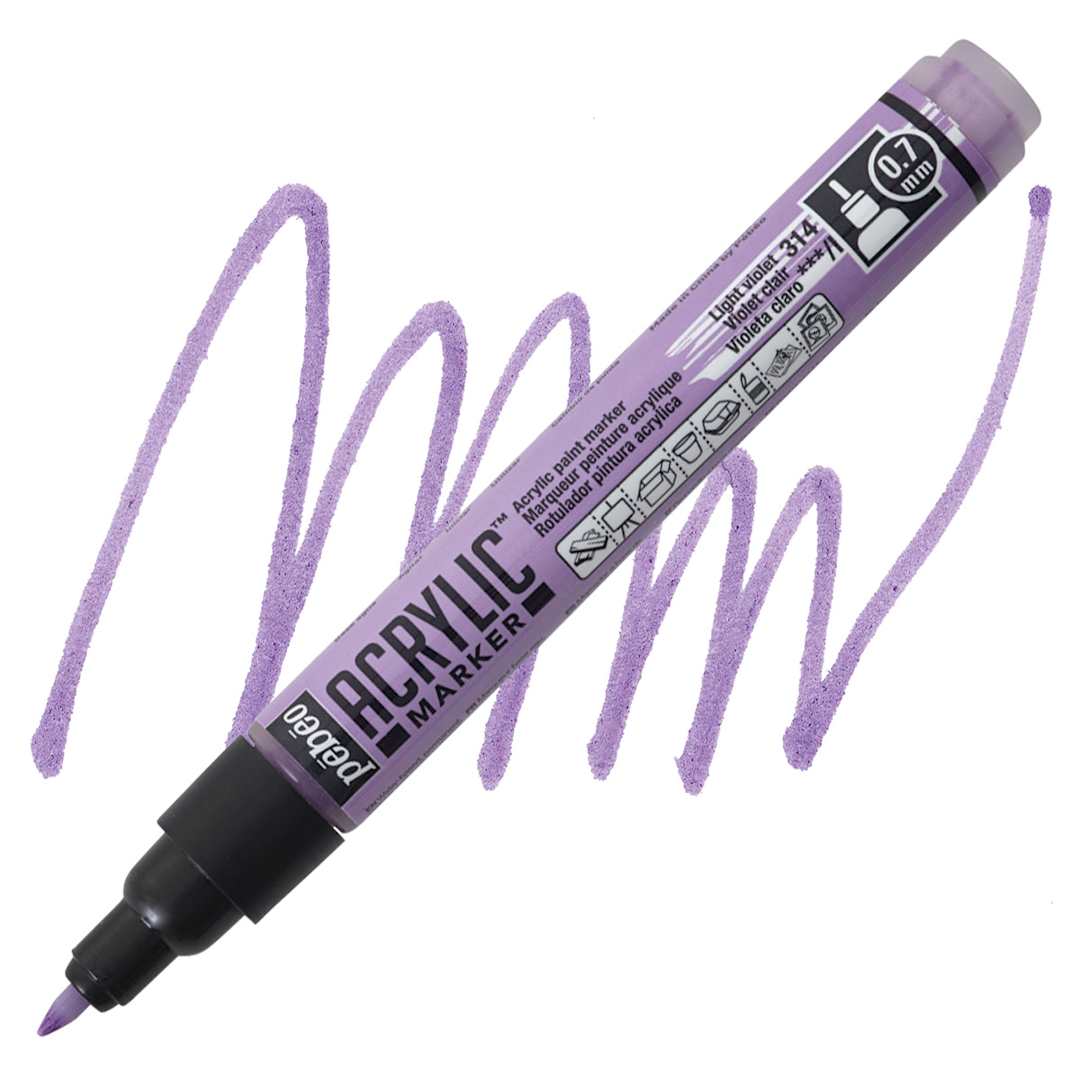 Open in modal - Pebeo Acrylic Marker - Light Violet, 0.7 mm, Fine Nib marker and swatch