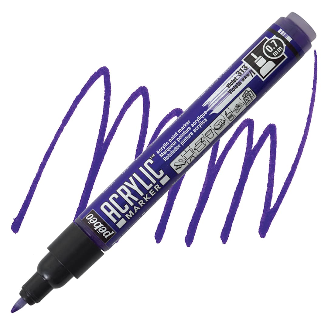 Open in modal - Pebeo Acrylic Marker - Violet, 0.7 mm, Fine Nib marker and swatch
