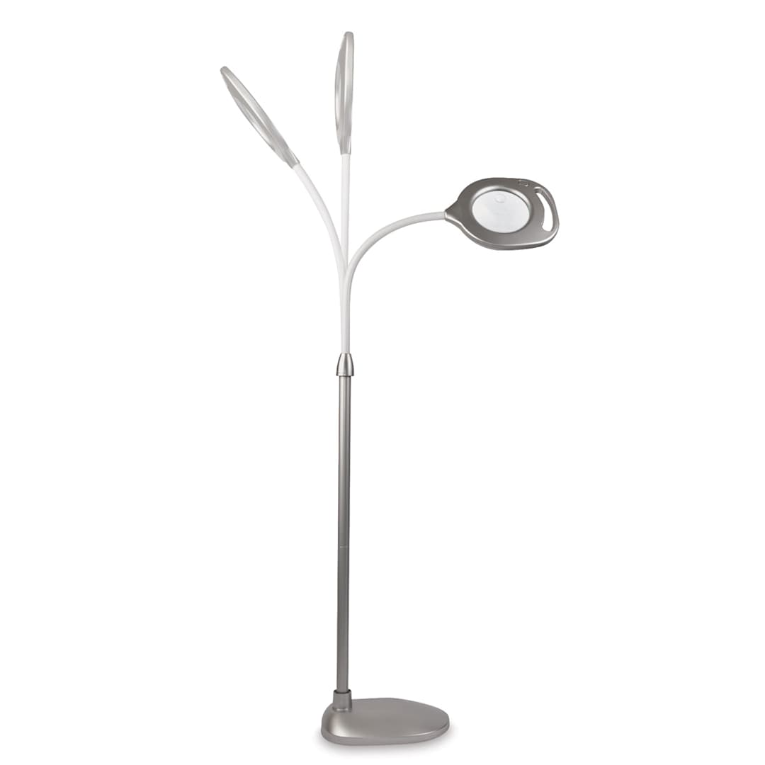 Open in modal - OttLite 2-in-1 LED Magnifier Floor and Table Lamp - Photo showing range of motion as Floor lamp