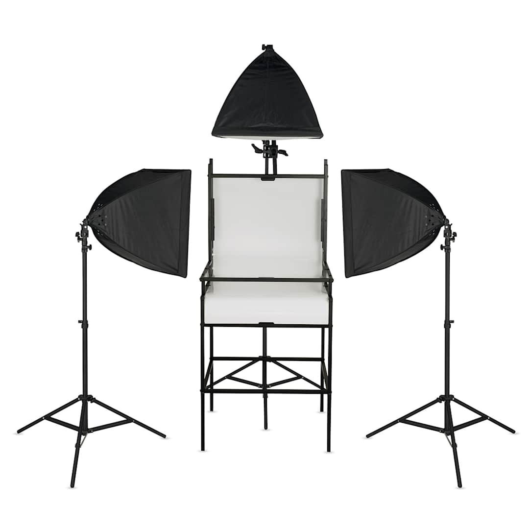 Open in modal - Smith-Victor Floor Stand Photo Shooting Table Complete Kit - 3 LED Softbox Lights