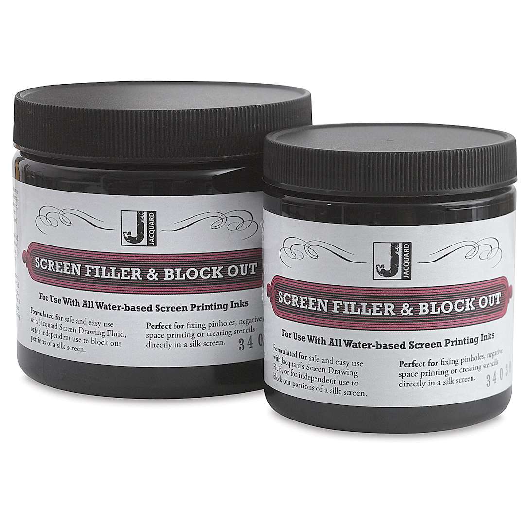 Open in modal - Jacquard Screen Filler & Block Out - Front of Two sizes of Jars 
