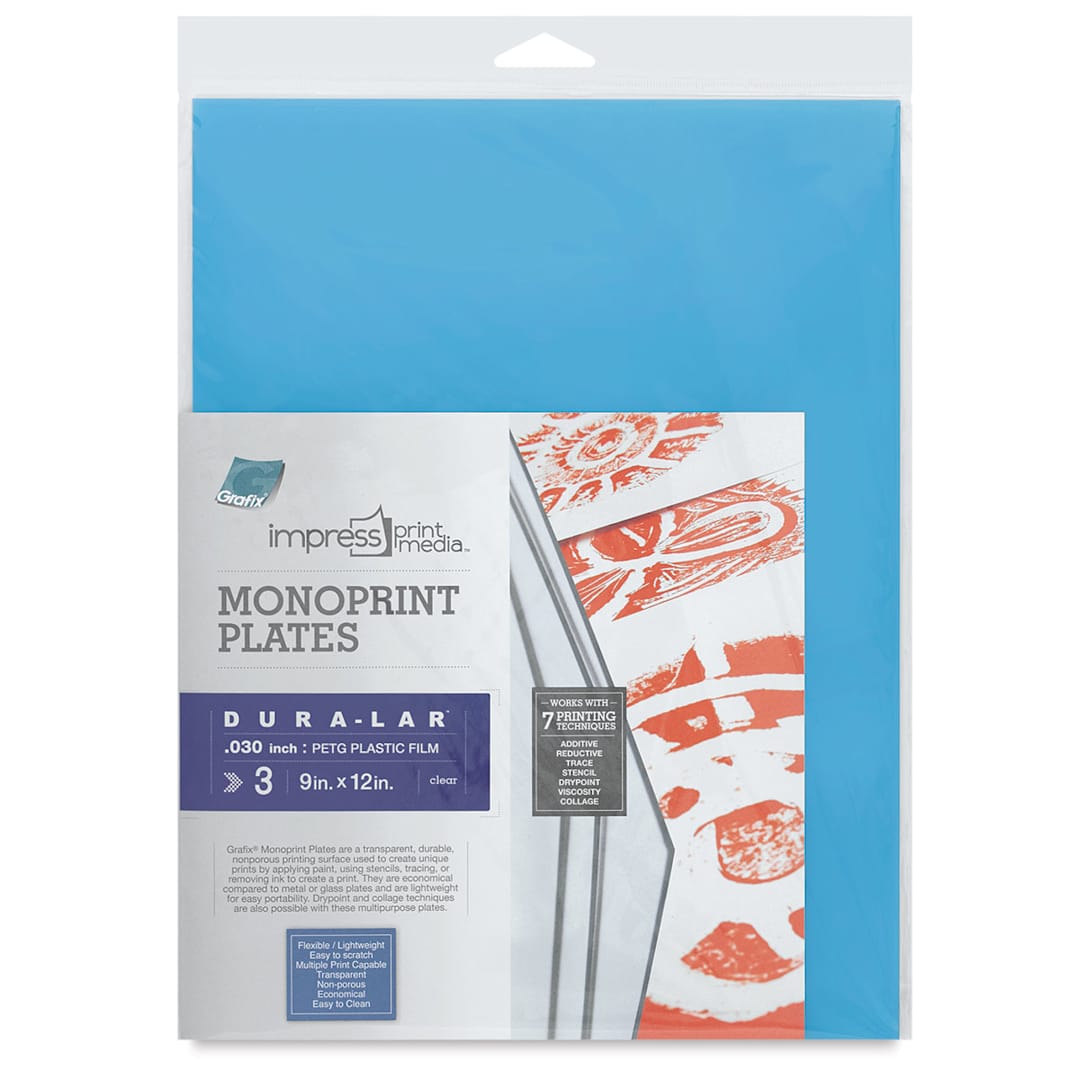 Open in modal - Grafix Impress Monoprint Plates - Front of package of Set of 3 Plates with label
