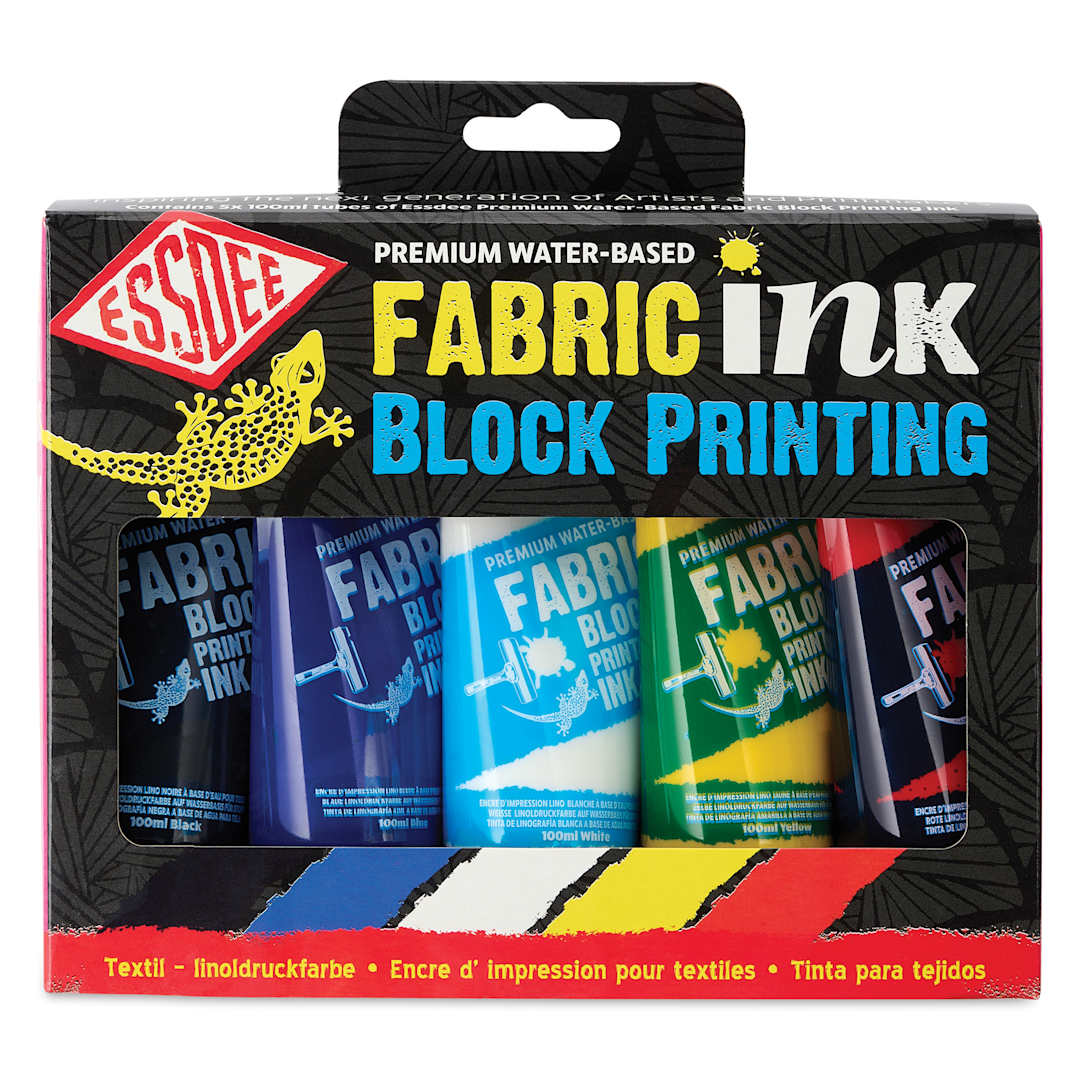 Open in modal - Essdee Fabric Block Printing Inks - Set of 5, 100 ml Tubes front of packaging