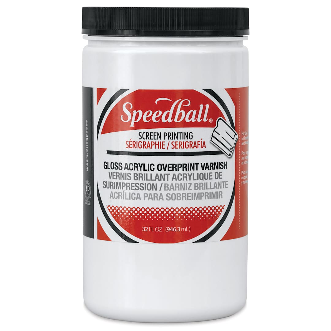 Open in modal - Speedball Screen Printing Gloss Acrylic Overprint Varnish (Front of jar)