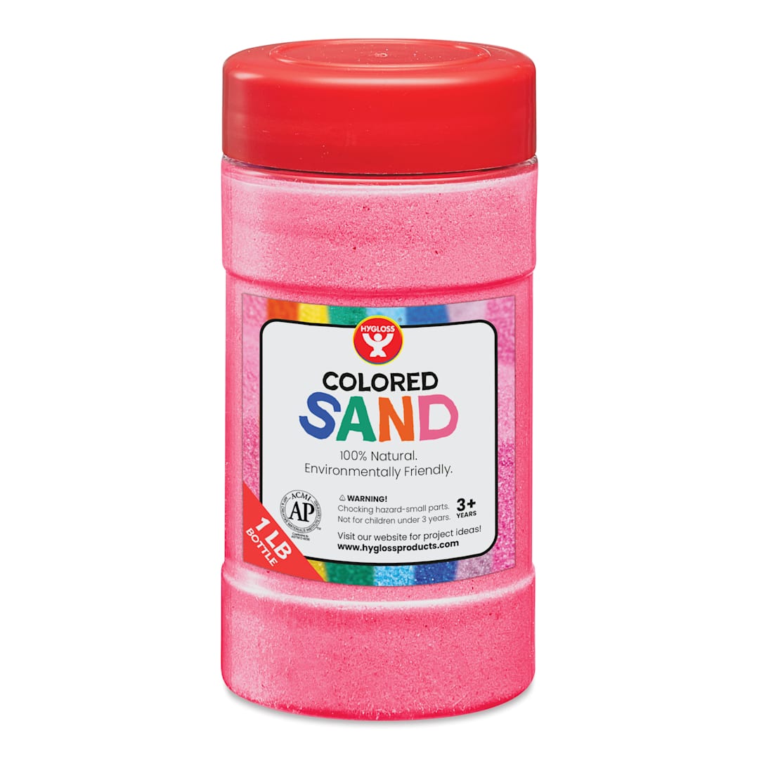 Open in modal - Hygloss Colored Sand - Pink, 1 lb Jar
