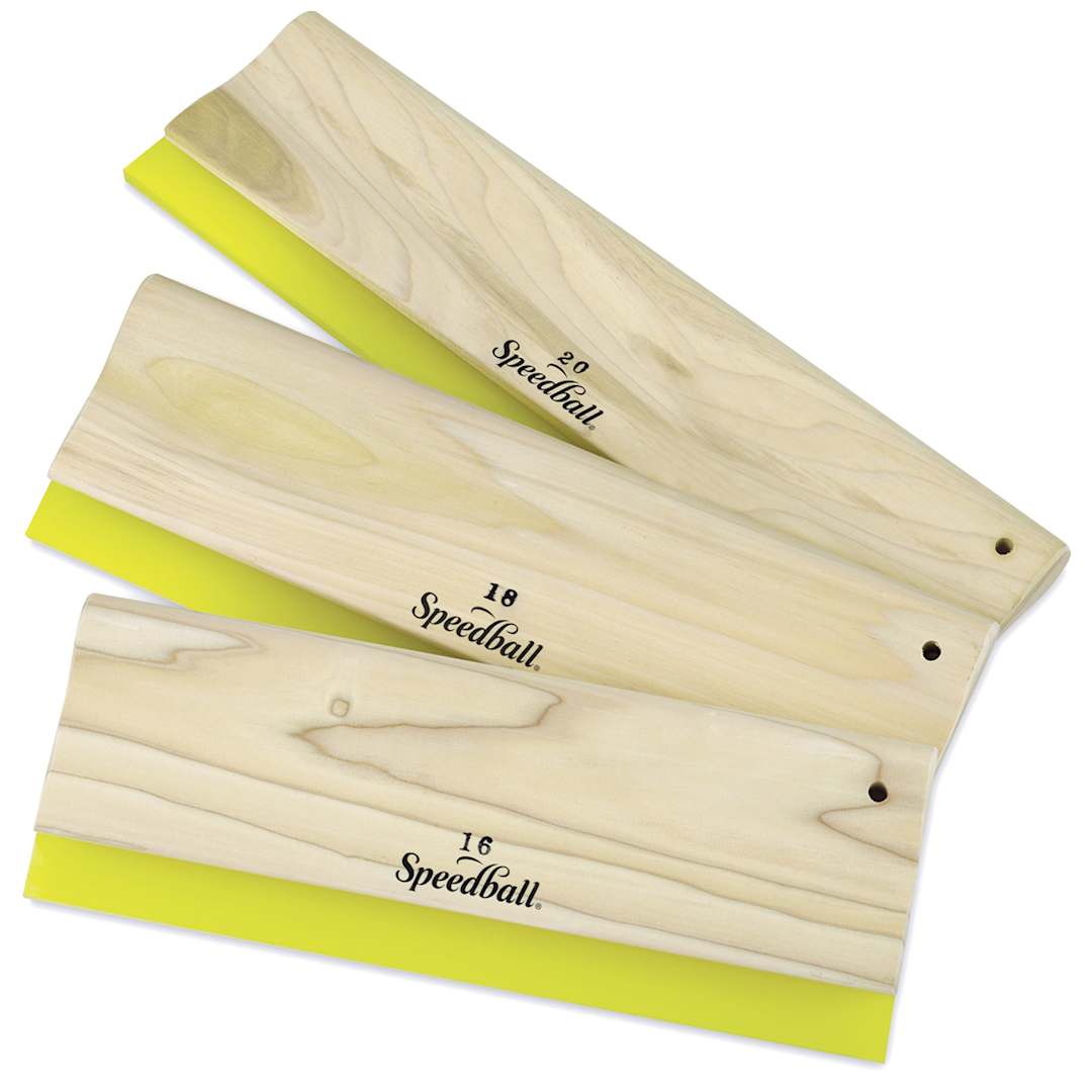 Open in modal - Speedball Graphic Squeegee - Top view of 3 sizes of Squeegees
