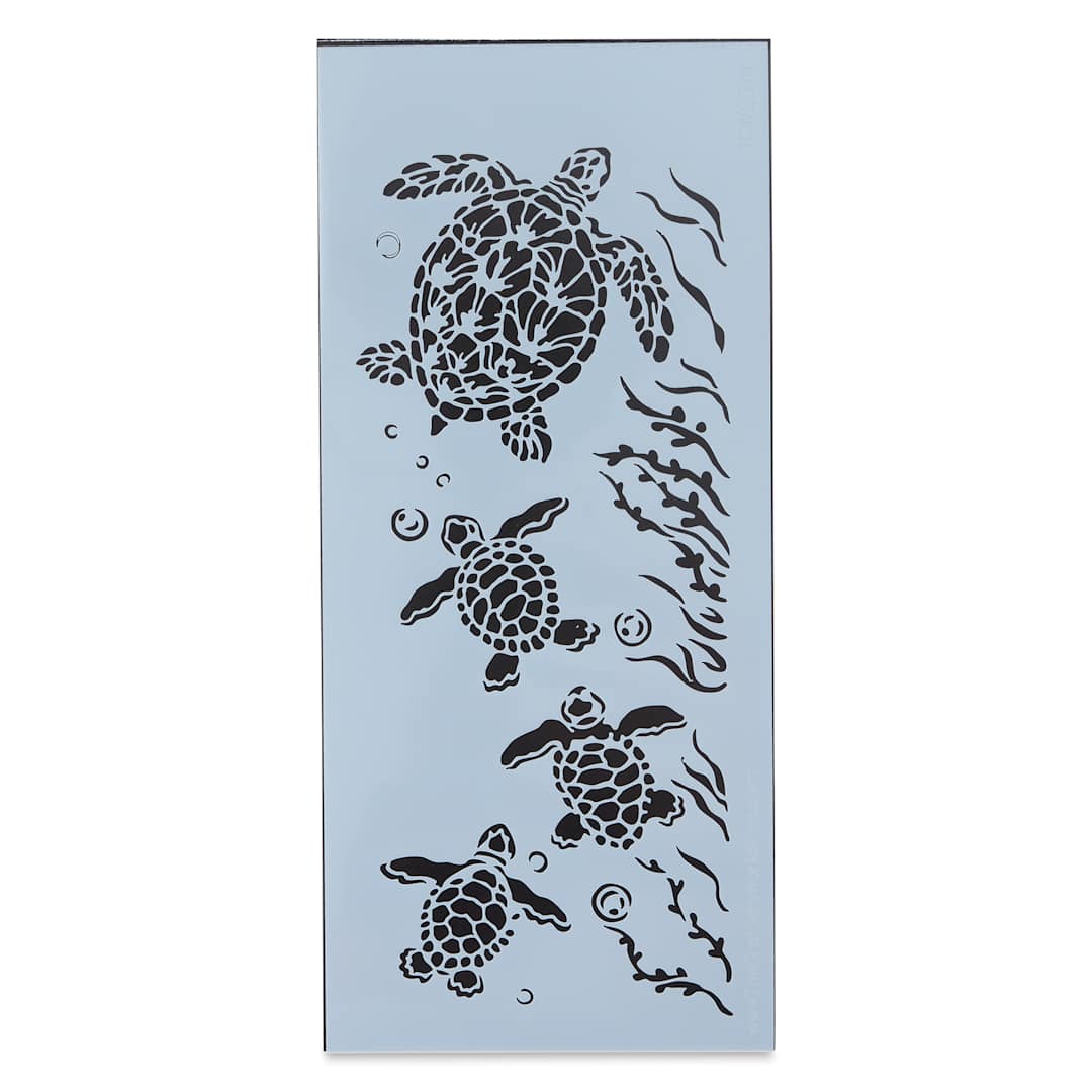 Open in modal - The Crafter's Workshop Slimline Stencil - Sea Turtle Family, 9" x 4" (Out of package)