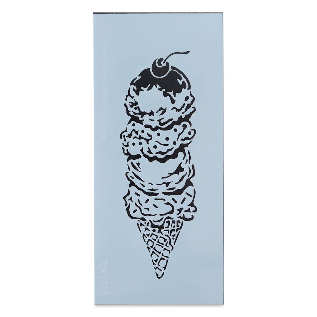 Open in modal - The Crafter's Workshop Slimline Stencil - Ice Cream Cone, 9" x 4" (Out of package)