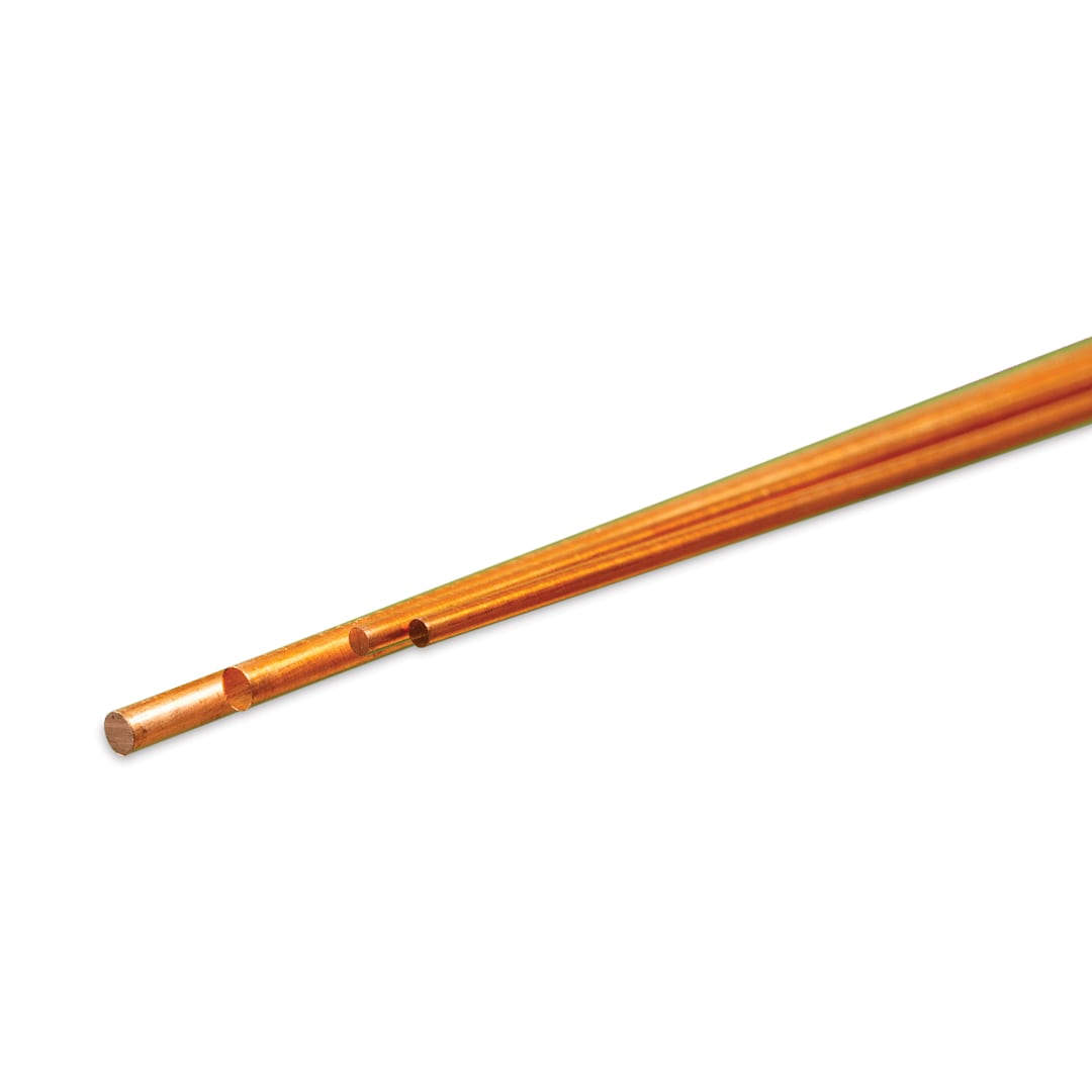 Open in modal - K&S Bendable Metal Shape - Copper, Round Rod, 1/16" & 3/32", Pkg of 4 (contents)
