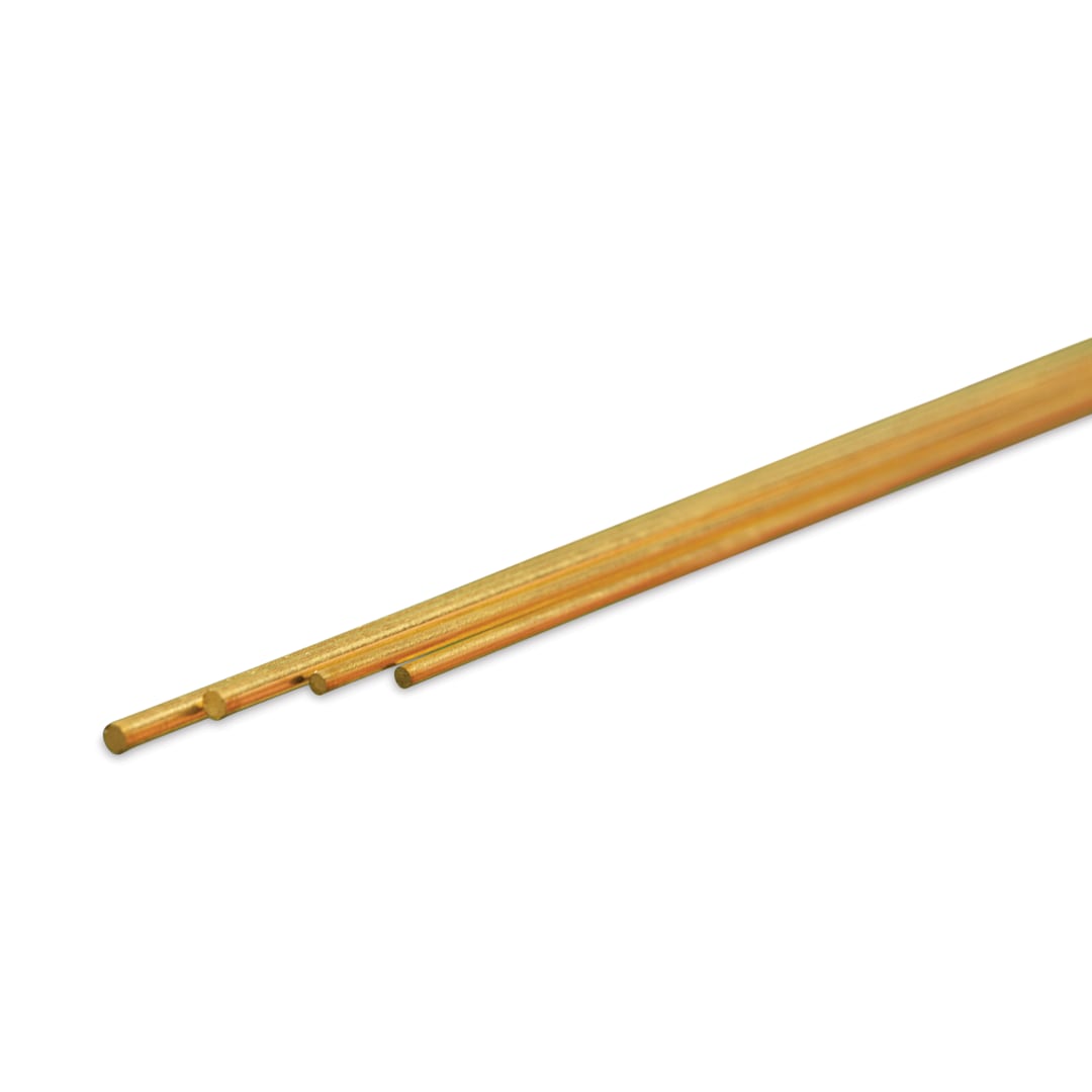 Open in modal - K&S Bendable Metal Shape - Brass, Round Rod, 1/16" & 3/64", Pkg of 4 (contents)