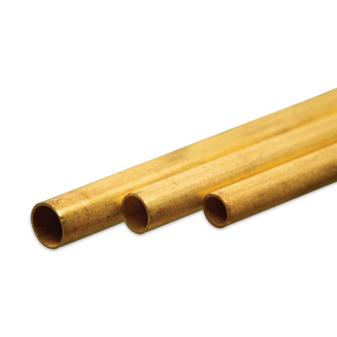 Open in modal - K&S Bendable Metal Shape - Brass, Round Tube, 3/16", 7/32", 1/4", Pkg of 3 (contents)