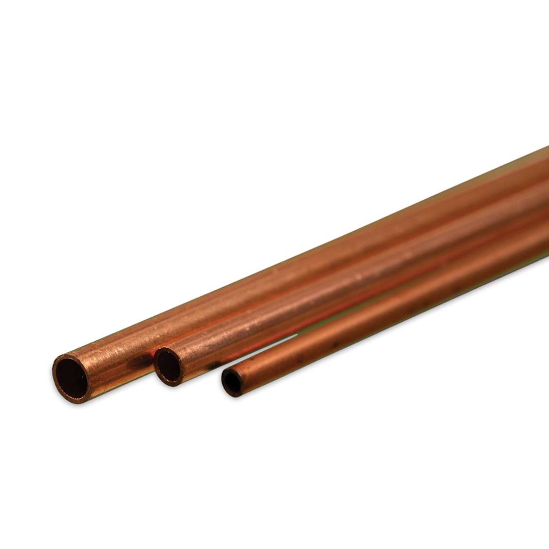 Open in modal - K&S Bendable Metal Shape - Copper, Round Tube, 3/32", 1/8", 5/32", Pkg of 3 (contents)
