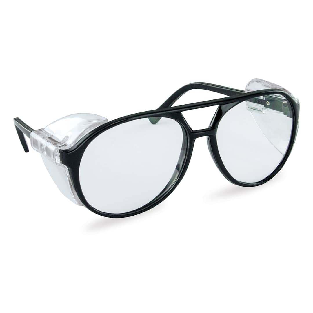 Open in modal - Classic Safety Glasses - Angled view of Glasses showing side shields