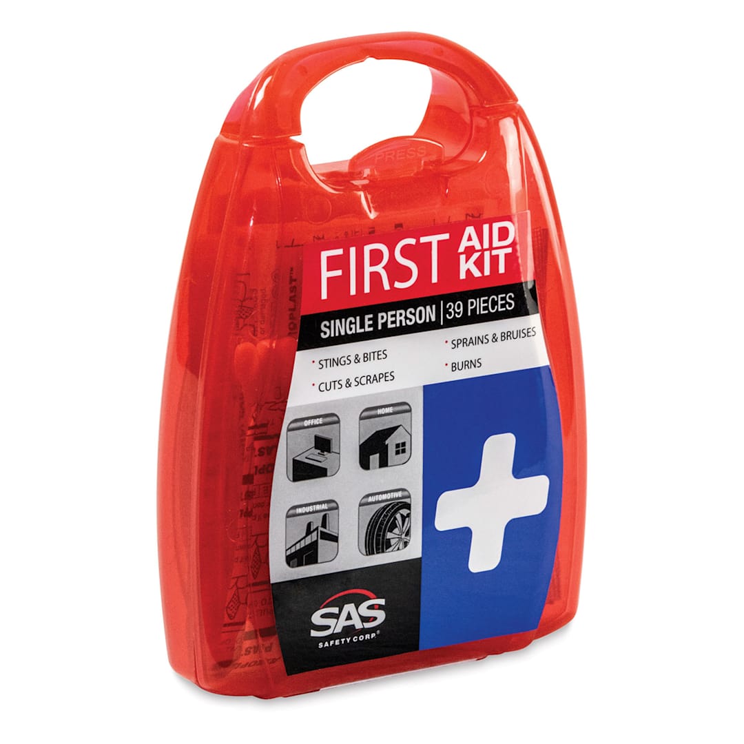 Open in modal - SAS Safety First Aid Kit - Angled view of Single Person Kit