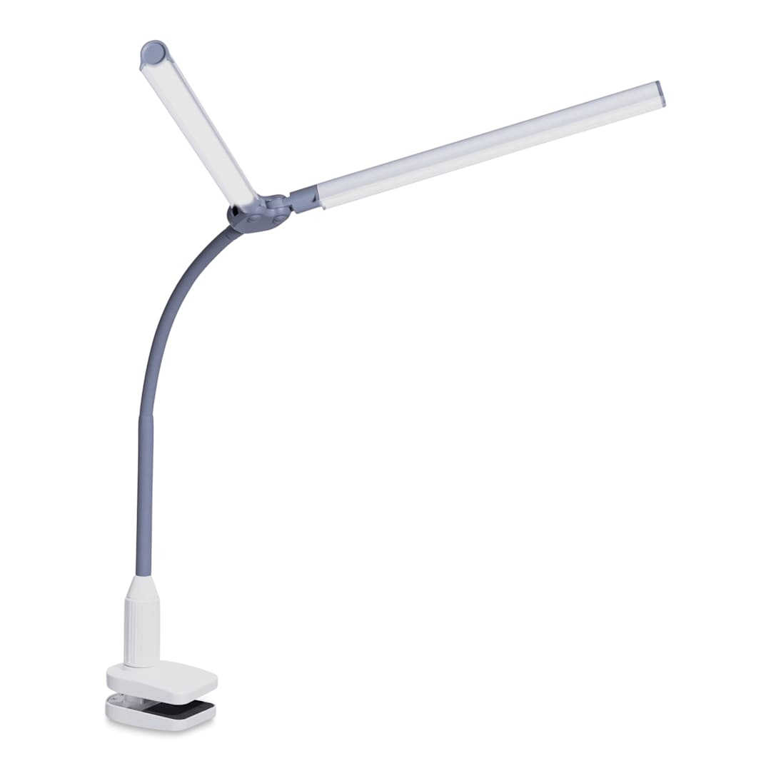 Open in modal - Daylight DuoPro Clamp Lamp - with shades turned out at 45 degree angle