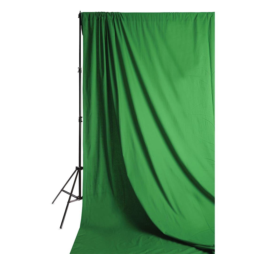 Open in modal - Savage Solid Muslin Backdrops - Green Backdrop draped over stand (sold separately)