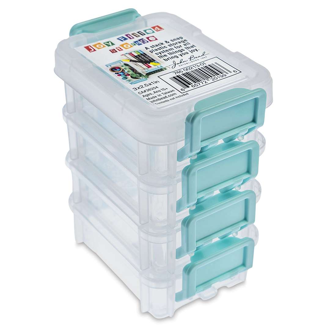 Open in modal - John Bead Stack and Snap Craft Storage Containers - 4 Layers, 1"H x 2-1/2"W x 3"L (Stacked) 