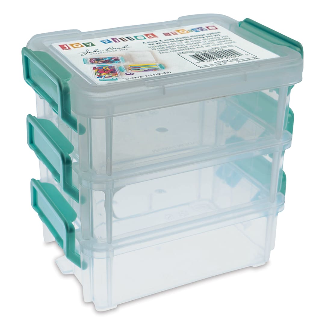 Open in modal - John Bead Stack and Snap Craft Storage Containers - 3 Layers, 1-1/2"H x 3"W x 4-1/2"L (Stacked)