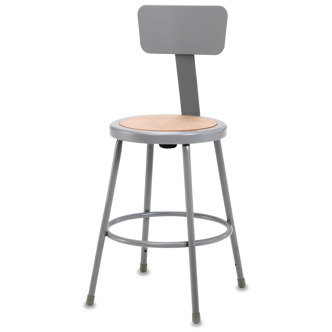 Open in modal - National Public Seating Corp. Fixed Height Stool - 18", with Backrest, Gray