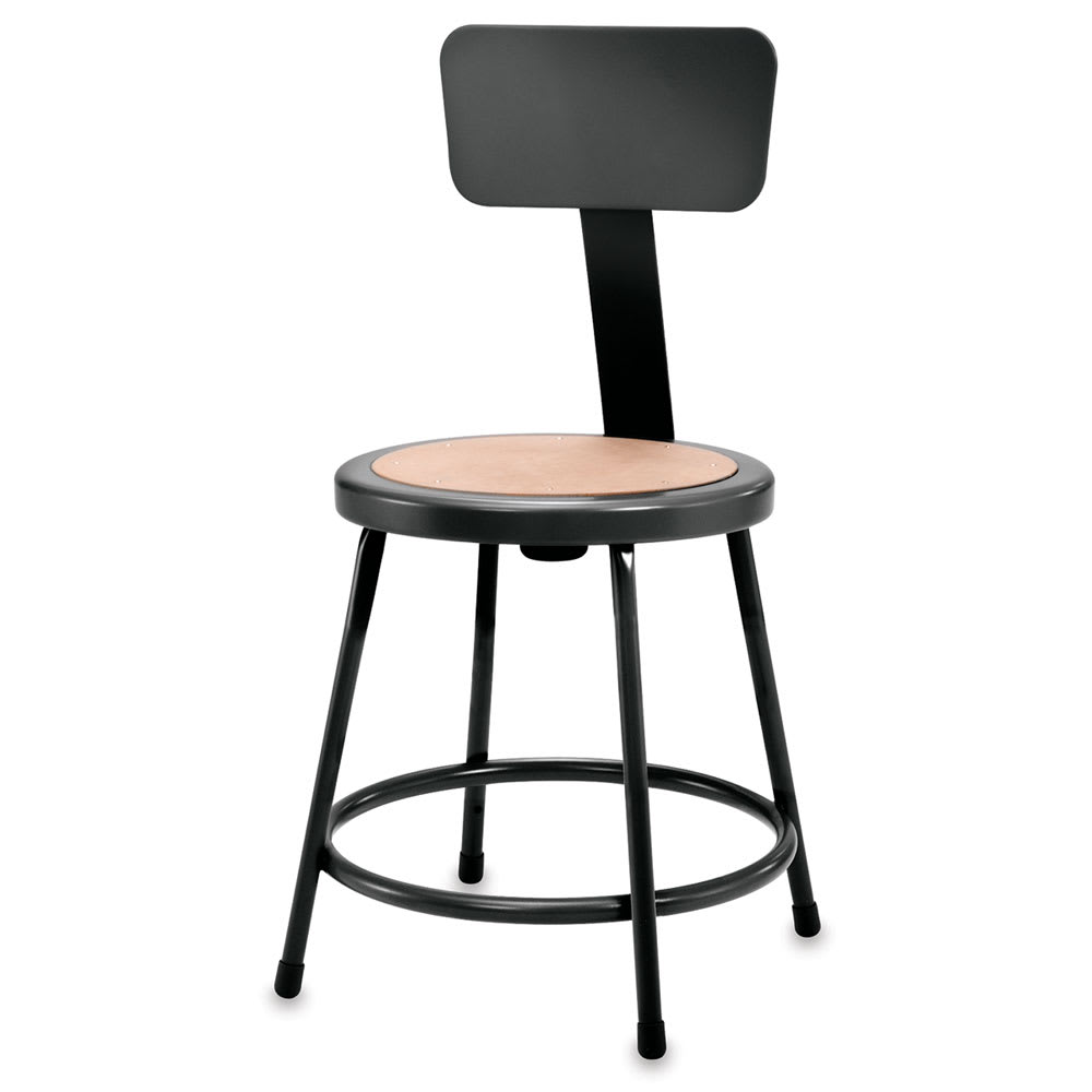 Open in modal - National Public Seating Corp Black Fixed Height Stool with backrest shown