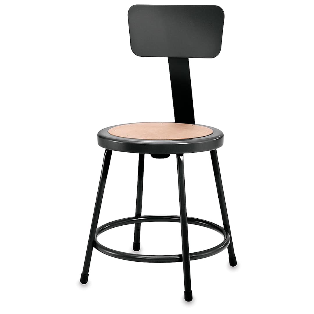 Open in modal - National Public Seating Corp. Fixed Height Stool -  24", with Backrest, Black
