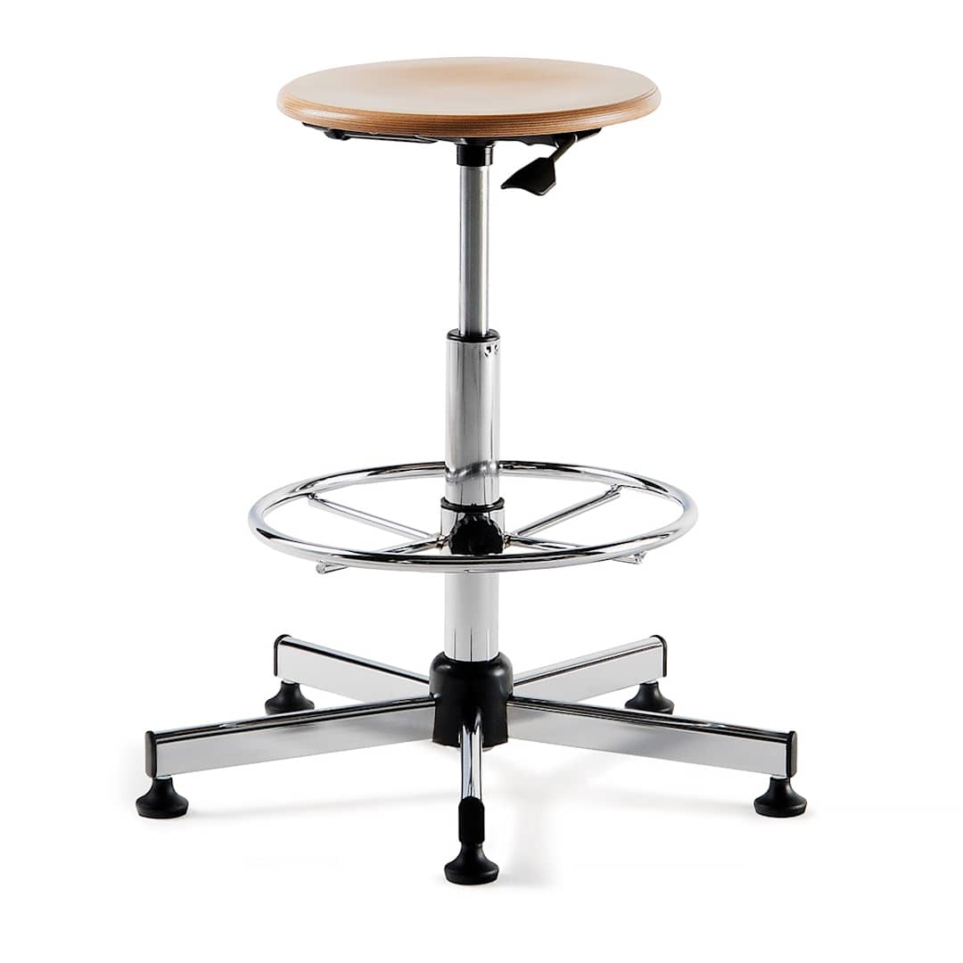 Open in modal - Bieffe Drafting Stool, Birch and Chrome, Assembled
