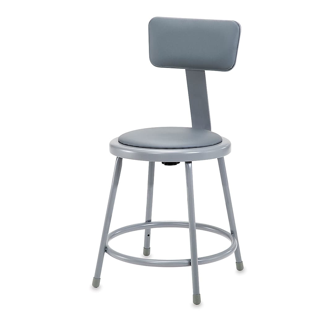 Open in modal - National Public Seating Corp. Padded Stool with Backrest - 18", Gray