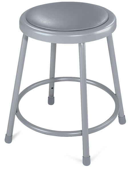 Open in modal - National Public Seating Corp. Padded Stool - Front view of 18" High Gray Padded stool