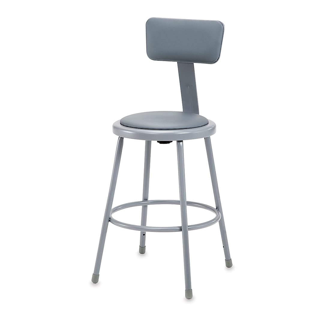 Open in modal - National Public Seating Corp. Padded Stool with Backrest - 24", Grey