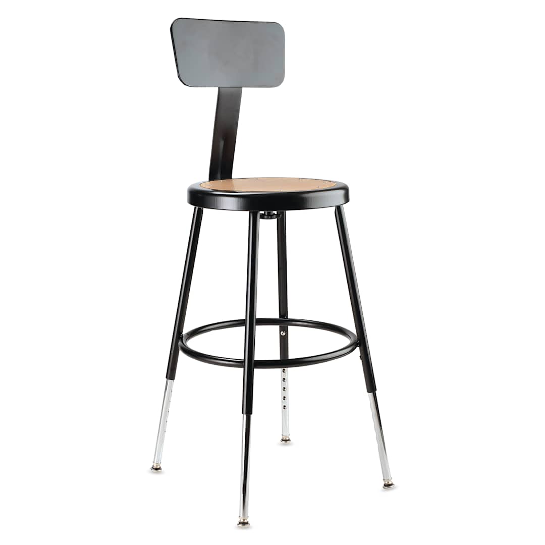 Open in modal - National Public Seating Corp Adjustable Stool with Backrest - Black, 19" to 27", side