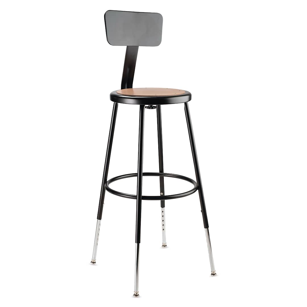 Open in modal - National Public Seating Corp Adjustable Stool with Backrest - Black, 25" to 33", side