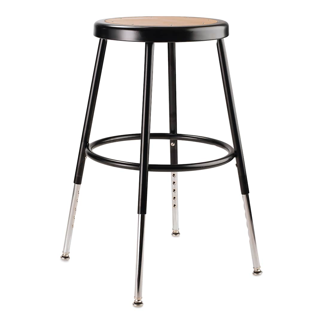 Open in modal - National Public Seating Corp. Adjustable Stool - Without Back Rest, Black, 19" to 27", front