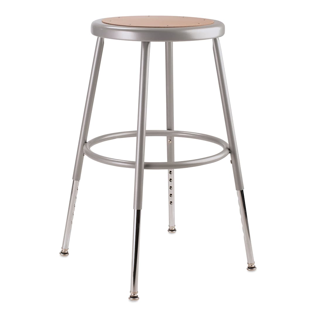 Open in modal - National Public Seating Corp. Adjustable Stool - Without Backrest, Gray, 19" to 27", front