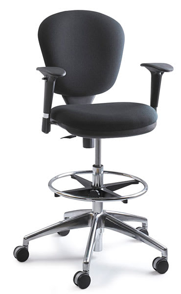 Open in modal - Safco Metro Drafting Chair - Angled view of Chair with Optional Arm Set attached