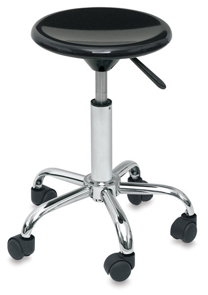 Open in modal - Richeson Colored Stools - Black stool shown with five wheeled base and height lever