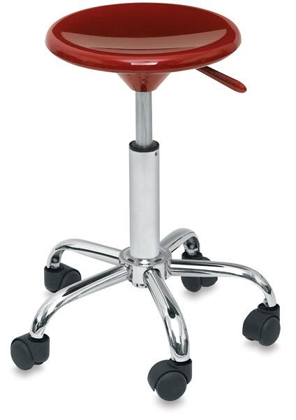 Open in modal - Richeson Colored Stools - Red stool shown with five wheeled base and height lever
