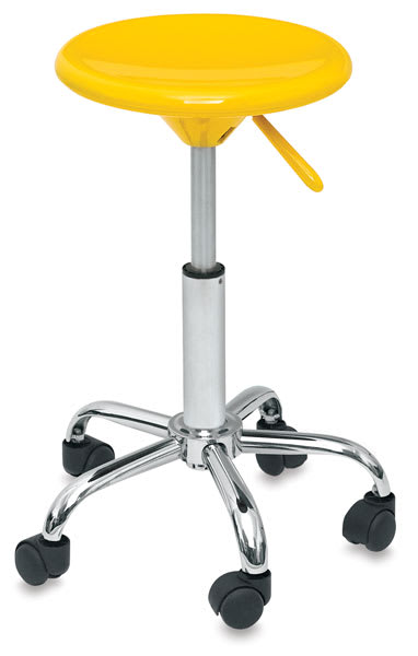 Open in modal - Richeson Colored Stools - Yellow stool shown with five wheeled base and height lever