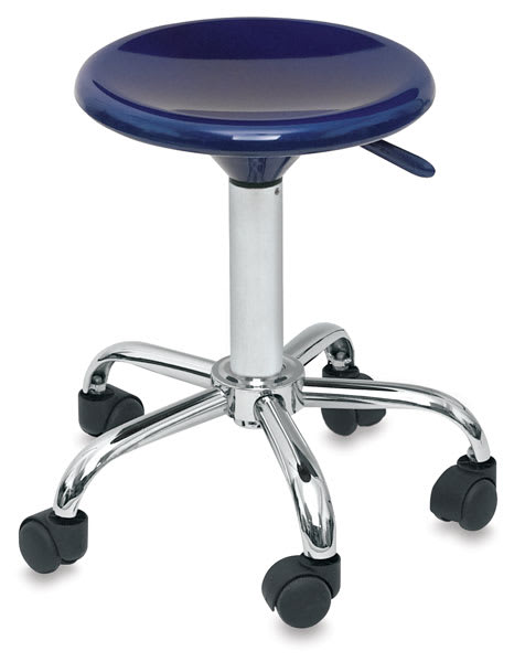 Open in modal - Richeson Colored Stools - Blue stool shown with five wheeled base and height lever