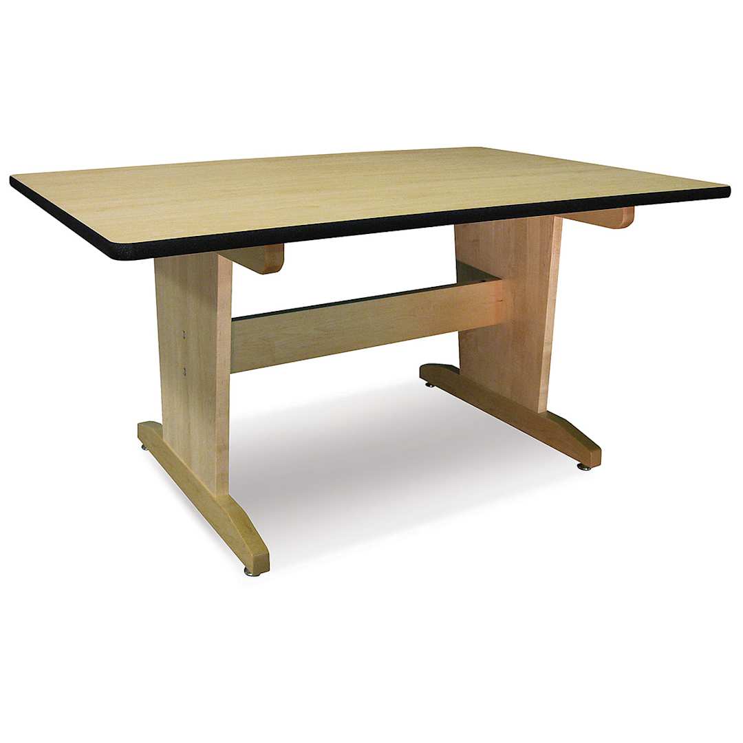 Open in modal - Hann Armor Edge Art Table - Angled view of tapered leg table without shelf
