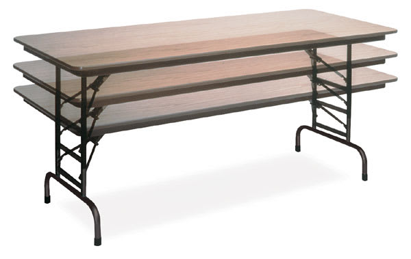 Open in modal - Budget-Priced Adjustable Folding Table - composite photo showing adjustable heights