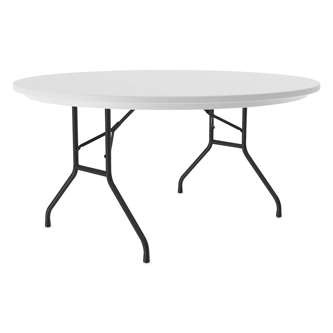 Open in modal - Correll Plastic Resin Folding Table - 29" x 60", Granite, Round Fixed Height